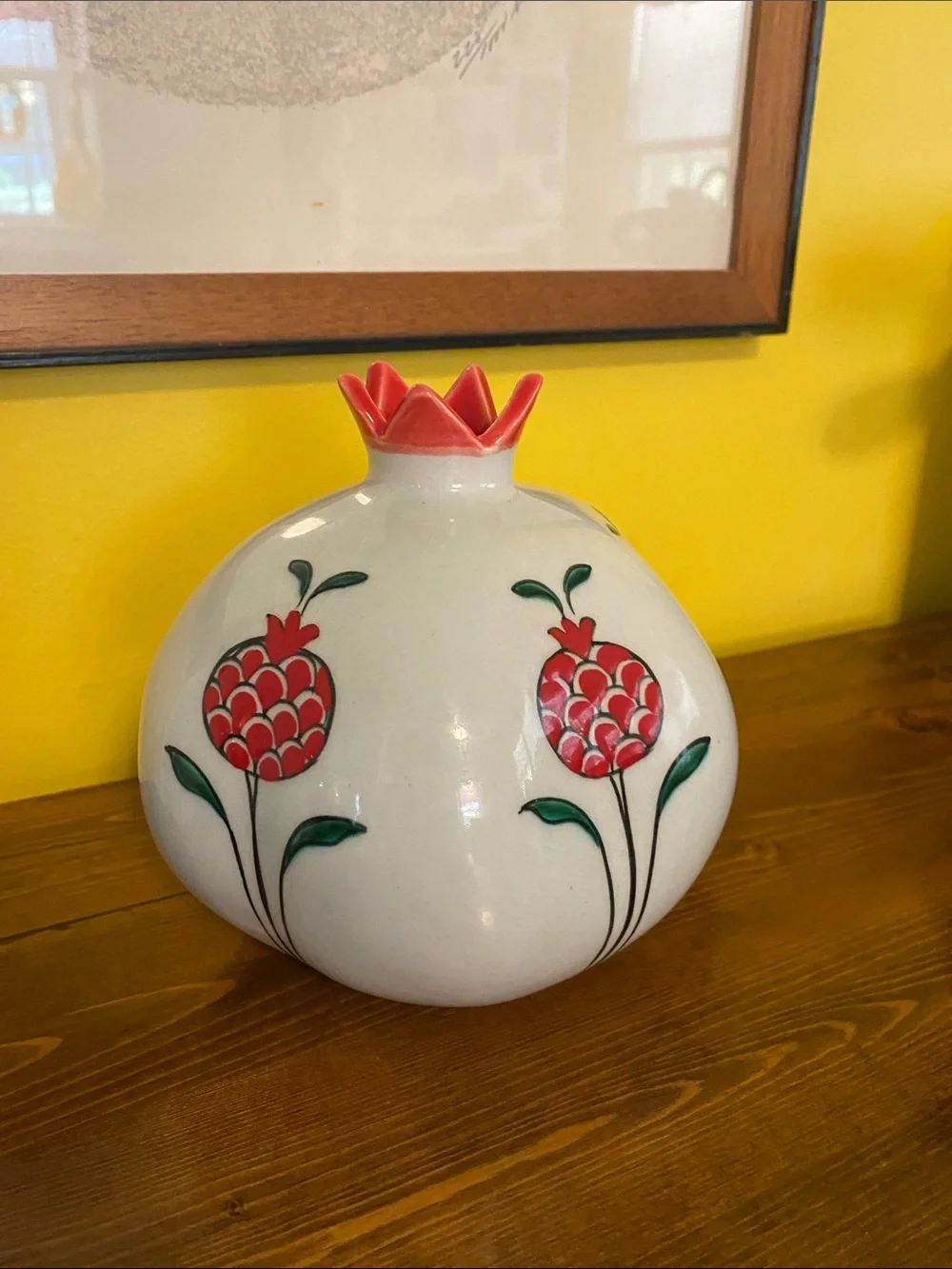 Turkish Pottery Pomegranate Vase Handmade Signed
